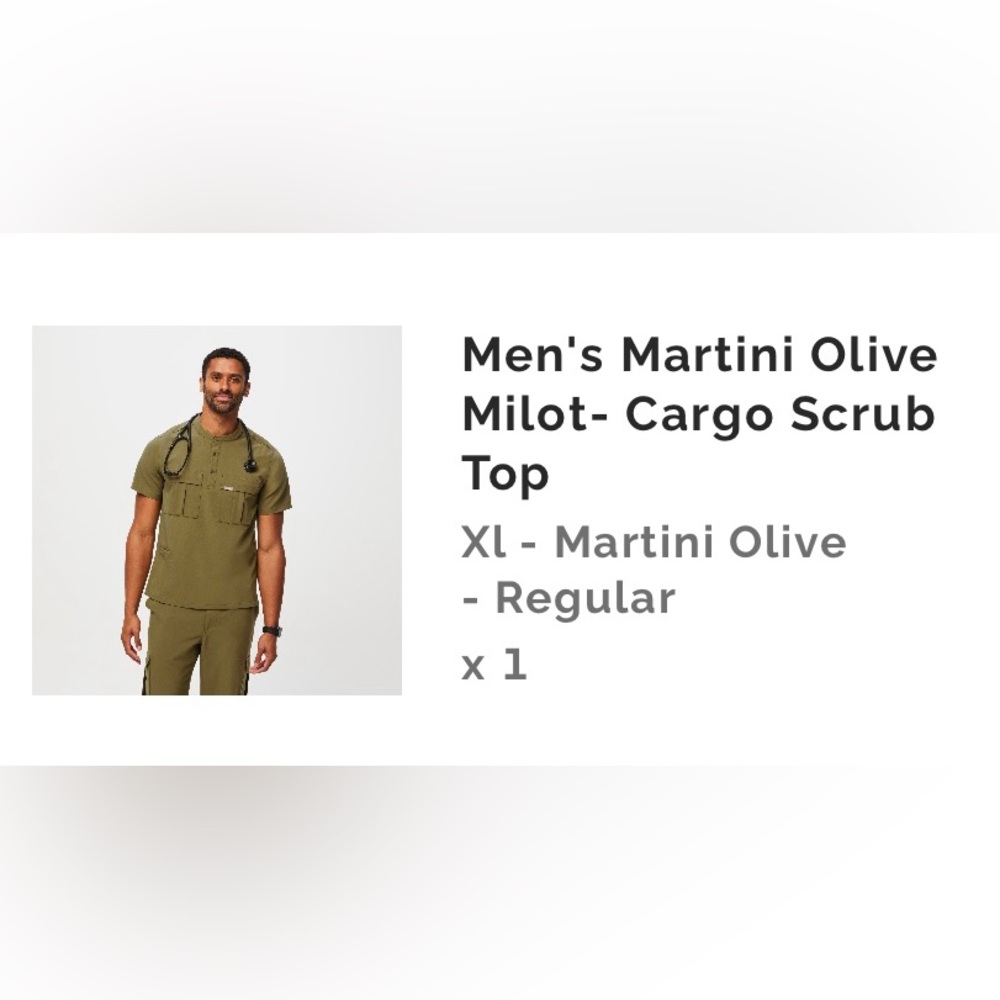 Men’s Figs martini Olive Milot Cargo Scrub Top-XL